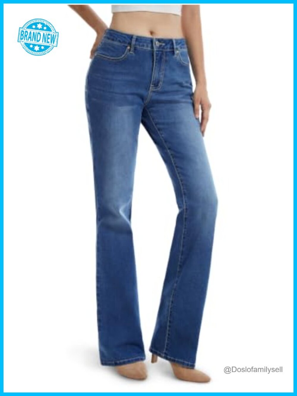 Petite Curvy Bootcut Flare Jeans Stretch Denim Pants 26" Inseam